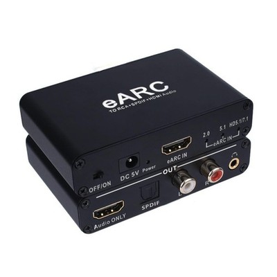 Compact eARC/ARC HDMI Audio Converter: 7.1 Channel with RCA and Optical Outputs