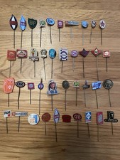 Vintage Fuel Oil Petrol Logo Pin Badges 1960s SHELL ESSO BP collection of 40