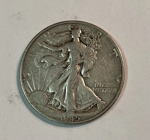 1945-D Walking Liberty Half Dollar 50c 90% Silver Very Fine (VF) Condition