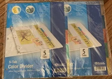5 Tab Colored Dividers 3 Ring Binder Plastic File Folder Inserts Index Set Of 2!