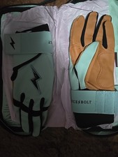 NWTS-2026-Bruce Bolt Adult LONG  Cuff Chrome Batting Gloves-LIBERTY GREEN XL