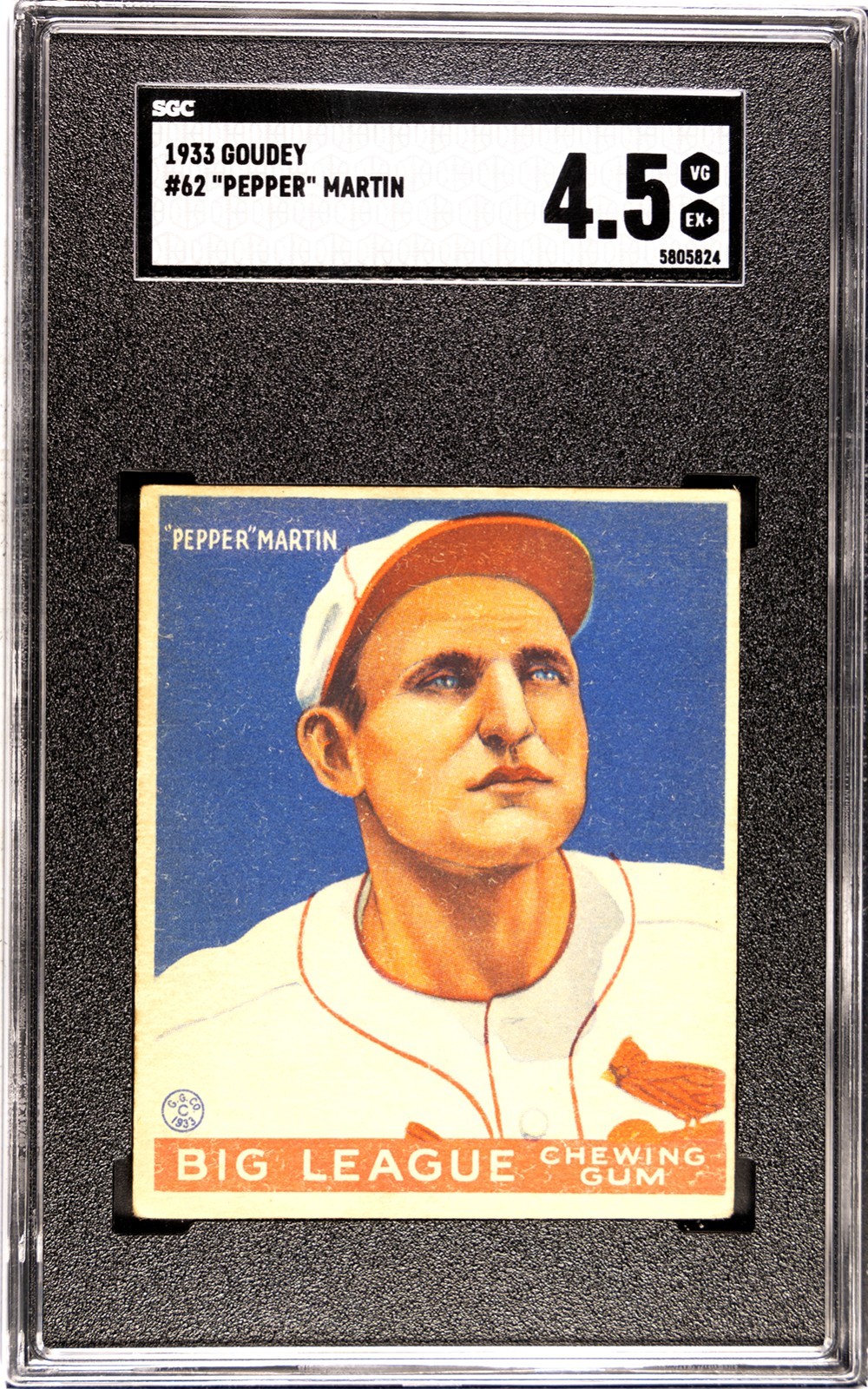 1933 GOUDEY  PEPPER MARTIN  #62  SGC 4.5