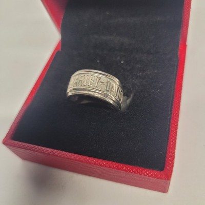 10K Harley Davidson Ring Size 6 White Gold Stamper Brand 7.6 Grams