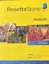 Rosetta Stone French TOTALe Levels 1-5 PC Mac Complete Open Box w Headset
