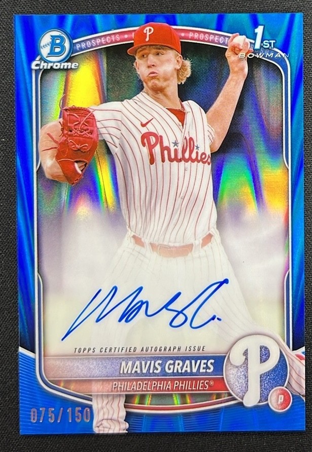 2025 Bowman Chrome 1st Prospect #CPA-MG Mavis Graves Blue Raywave Auto /150