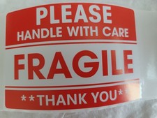 fragile handle with care stickers 2x3. Pack Of 25 . Self-adhesive. USA
