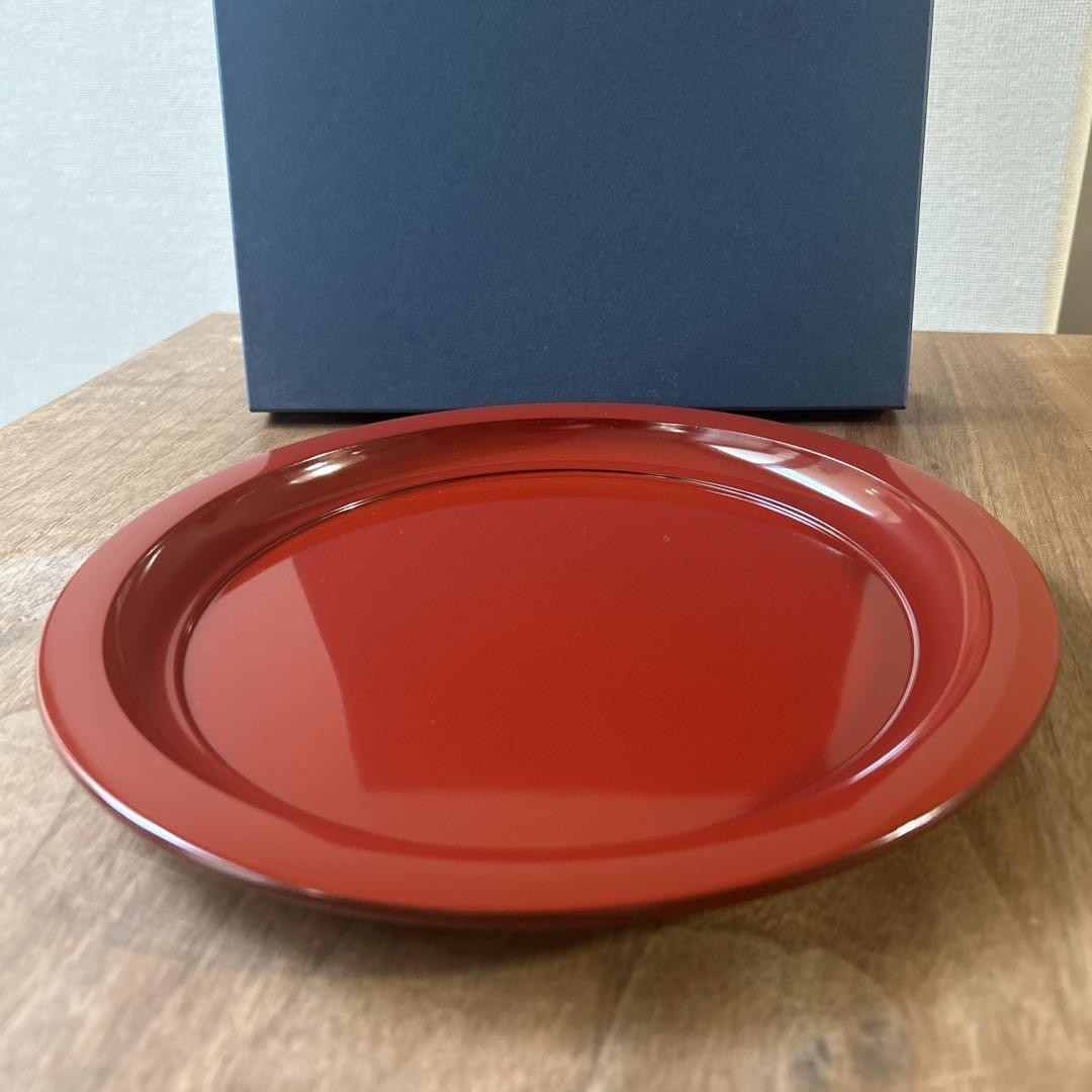 [UnusedNURI Echizen lacquerware confectionery tray round plate tray 2