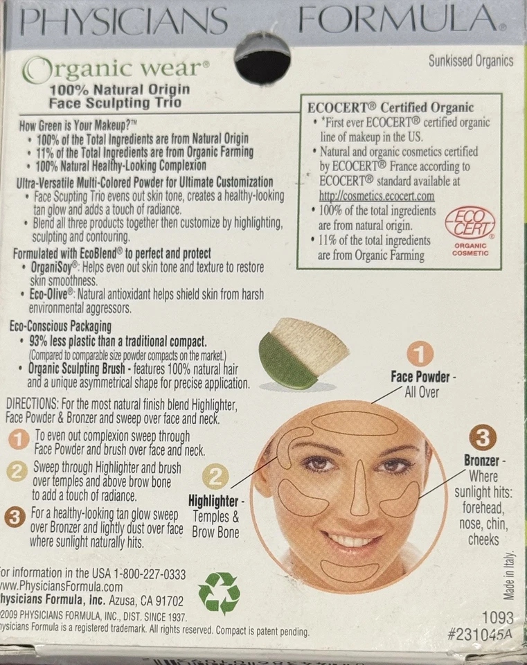 Physicians Formula Organic Wear Face Sculpting Trio, # 1093 Sunkissed Organics - Image 2 of 2
