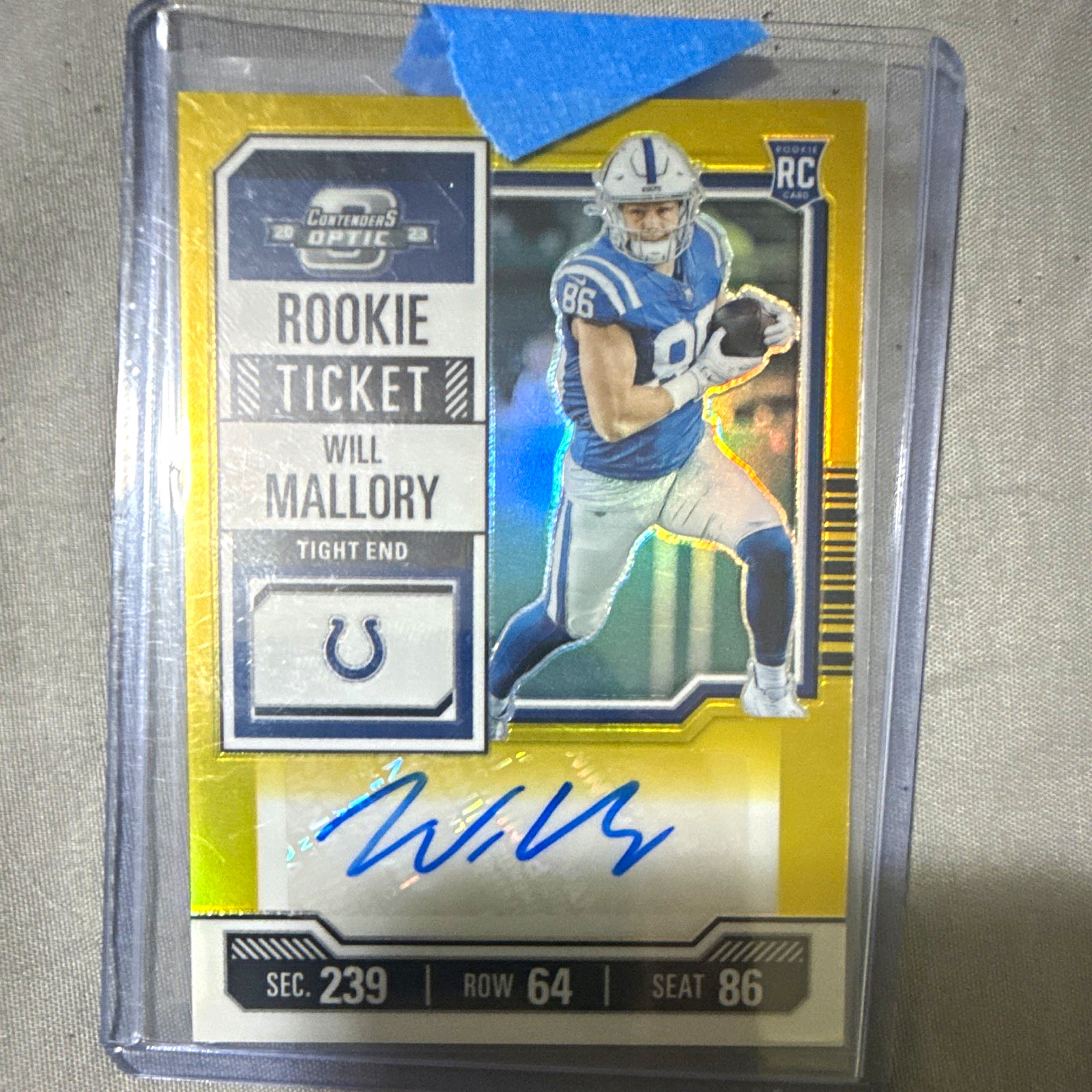 Will Mallory Panini Contenders Optic #204 Autograph-Gold