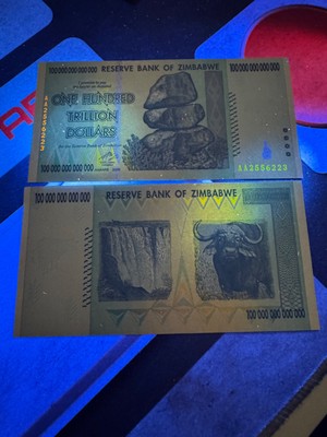 2 X Authentic Zimbabwe 100 Trillion Dollars, CIRCULATED Currency, AA/2008, P-91