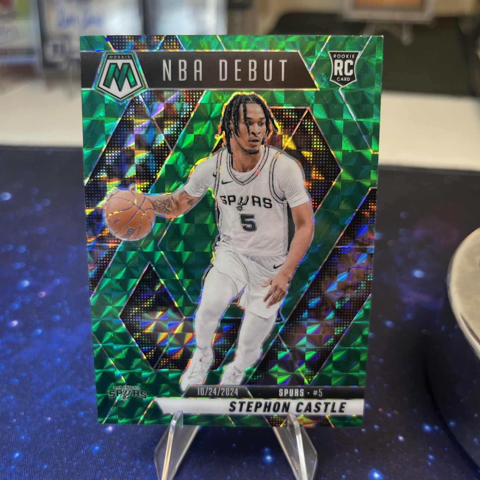 2024-25 Panini Mosaic - NBA Debut Stephon Castle #267 Green Mosaic Prizm (RC)