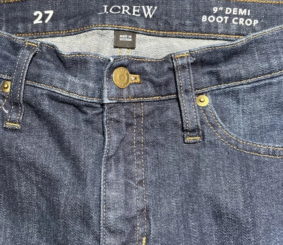 J Crew 9" Demi Boot Crop Jeans Kick Flare BT563 Size 27 Dark Worn Wash - Image 4 of 4