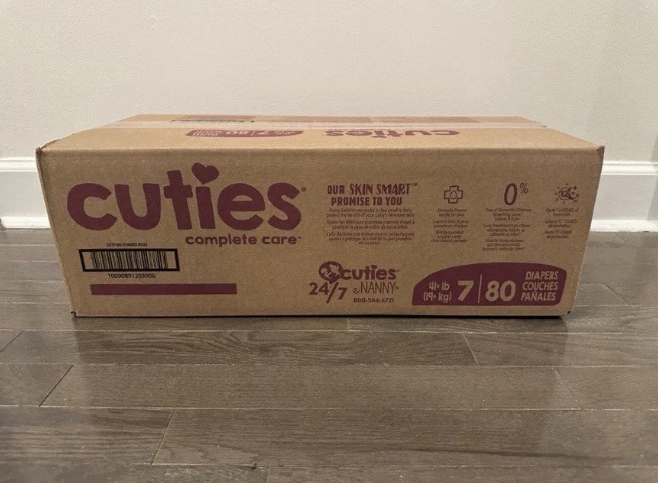 Cuties Complete Care Size 7 Diapers, 80 Count, Multicolor Unisex, 44 lb+