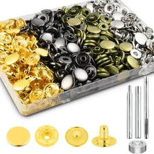 100Sets Snaps Button Kit, 15Mm Leather Snaps Fasteners, Metal Button Press Studs