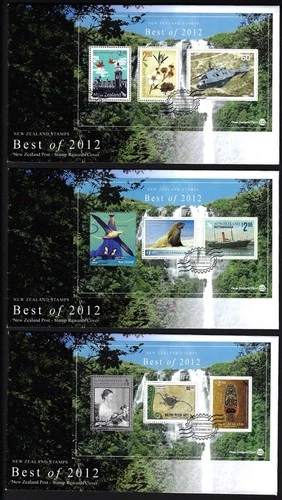 NEW ZEALAND 2012 Best of 2012, Set of 3 Miniature Sheets on FDC