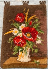 Vintage Scandinavian Rya Rug:  Swedish Wool, Cozy Area Carpet 2x2 ft Free Ship