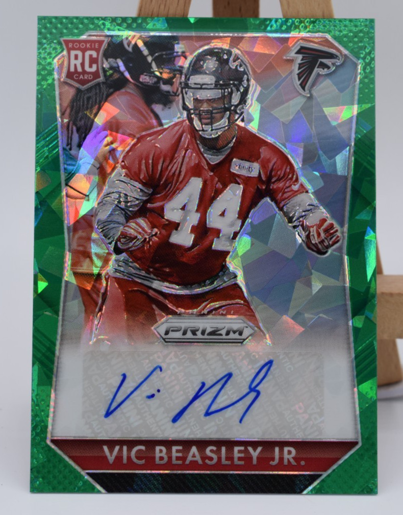 Vic Beasley Panini Prizm Rookie Signatures #RSVBJ Green Crystal