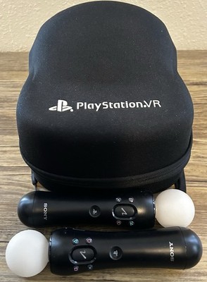 Sony PlayStation PSVR1 Headset Black/White w/ Carry Case & 2 Move Controllers 