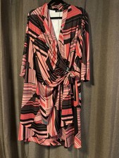 JETE GEOMETERIC PRINTED FAUX WRAP DRESS MULTICOLOR SIZE 1X
