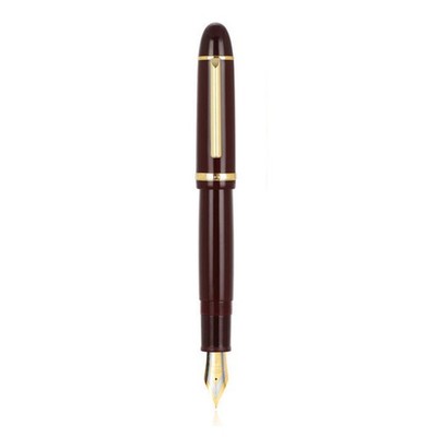 Wine Red Acrylic Fountain Pen Metal Gold Clip Fine 0.5mm Nib Writing Ink Pen L