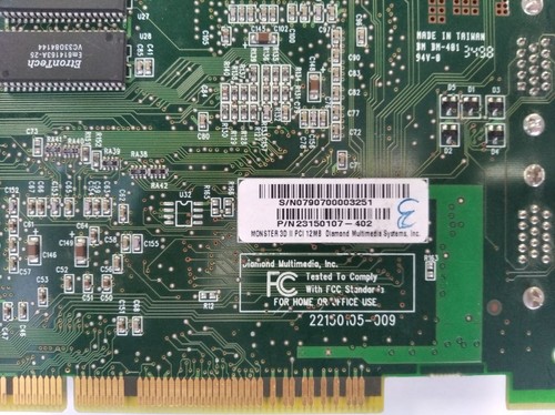 Vintage Retro PCI Video Card Accelerator Diamond Monster 3D II 12MB 3Dfx Voodoo2 - Picture 6 of 10