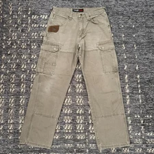 Wrangler Riggs Workwear Brown Double Knee Canvas Cargo Pants Men's 32x30