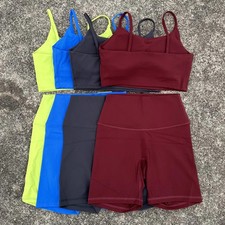 Solid Color Gym Cycling shorts Yoga Set Short Legging Spaghetti straps Sport Br
