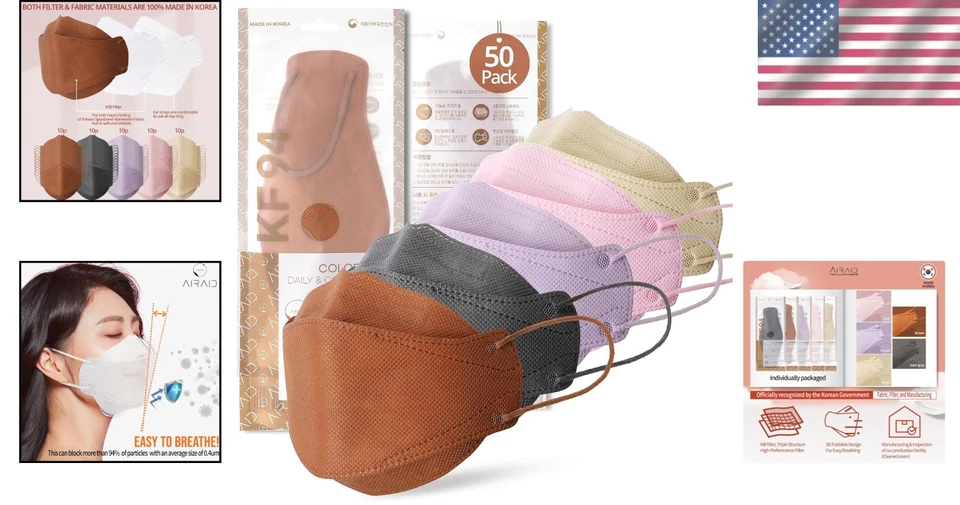 KF94 Face Masks for Adults - Comfortable Fit, Multicolor - Image 2 of 4