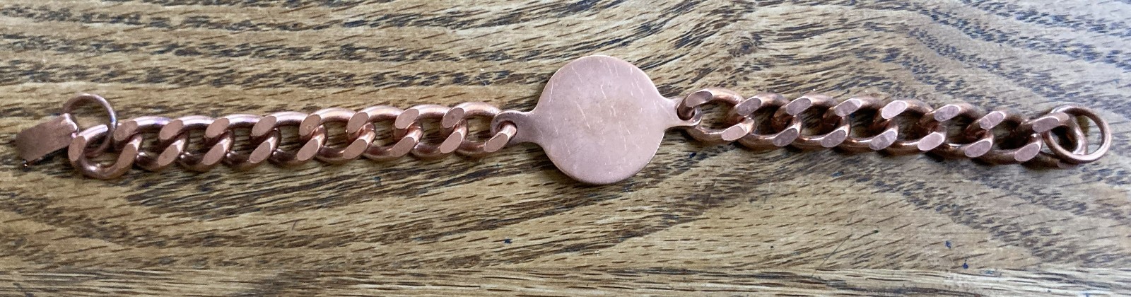 Vintage Solid Copper Flat Curb Link Bracelet 7.5 … - image 2