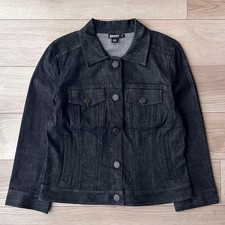 DKNY Black Denim Jacket M 00s Vintage Trucker Style Minimal Streetwear Japan