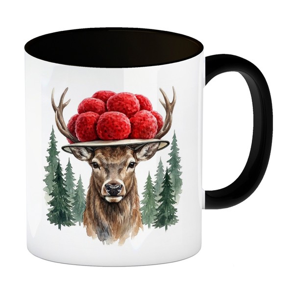 Hirsch Mit Bollenhut Kaffeebecher In Schwarz Schwarzwald Motiv-image