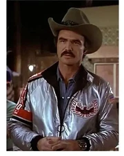 Burt Reynolds Hooper Firebird Silver Satin Jacket with Dragon Patch