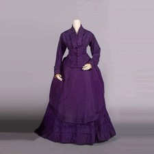 Gothic Purple Walking Victorian Edwardian Duchess Dinner Dress Queen Ball Gown