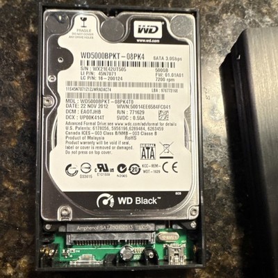 Enermax Western Digital WD Black 500GB 2.5'' SATA Portable External HDD Enclosure