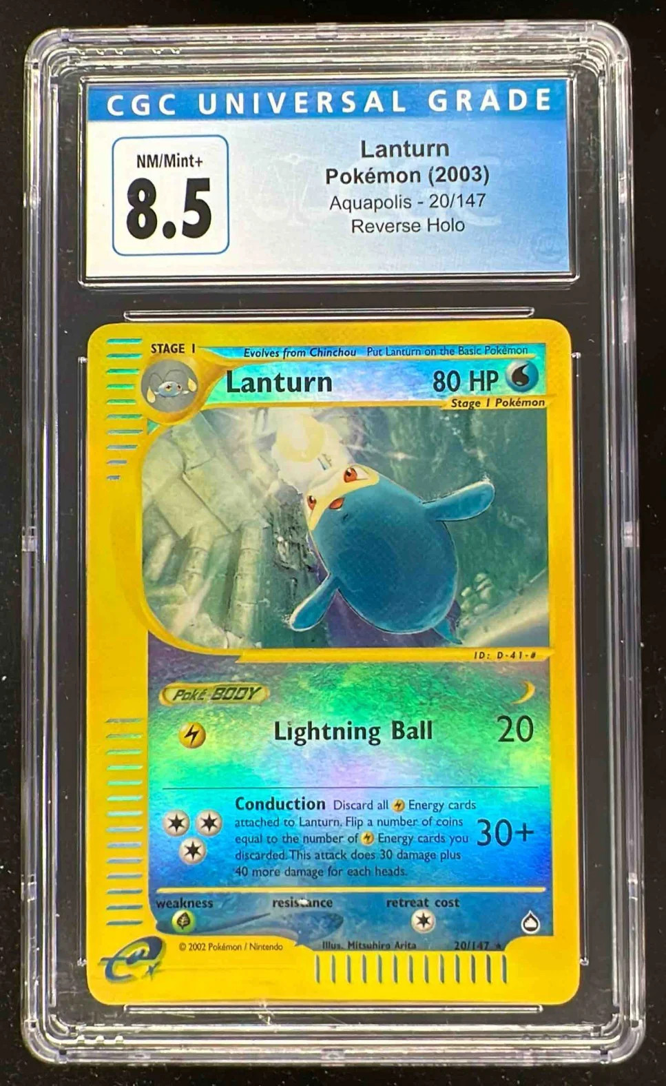 2003 Pokemon Aquapolis #20/147 Lanturn Reverse Holo CGC 8.5