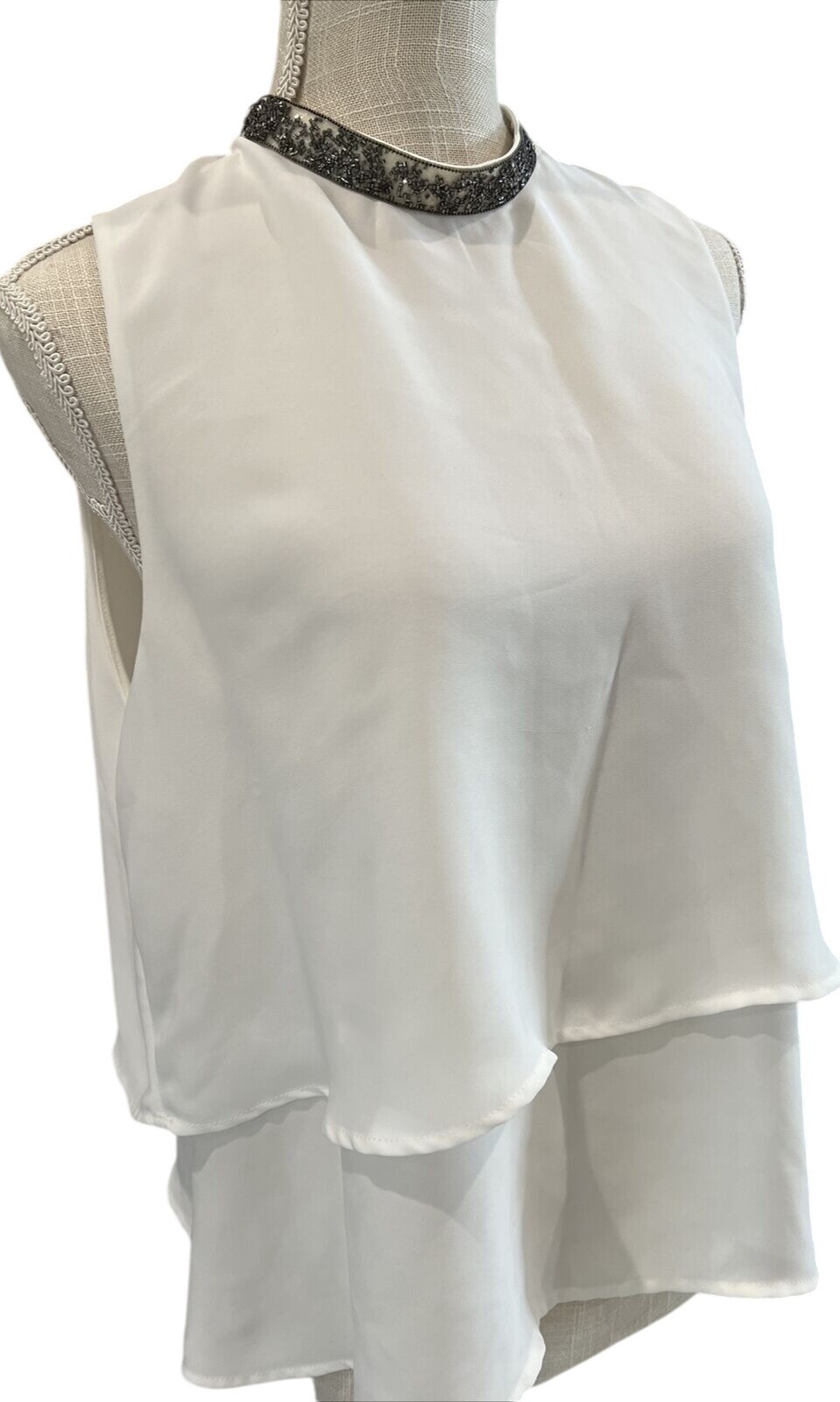 Zara Basic Collection White Layered Sleeveless Bl… - image 3