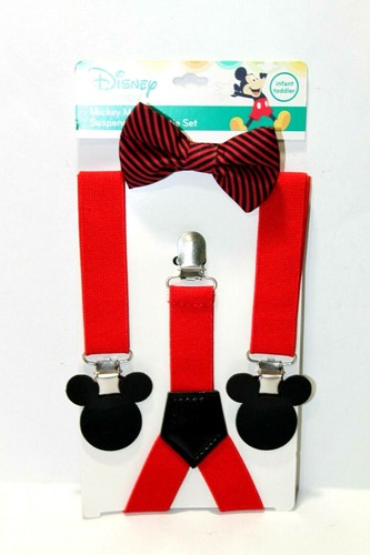 Disney Baby Mickey Mouse Suspenders and Bow Tie Set Toddler Red Black Brand New - Picture 3 of 7
