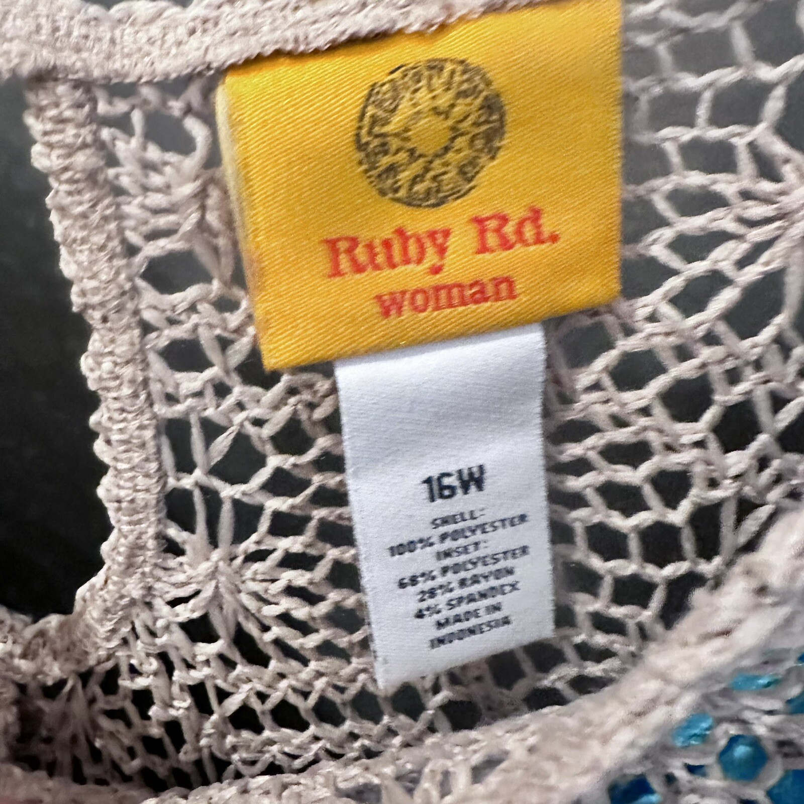 Ruby Rd Size 16W Teal Cami with lace crochet over… - image 4