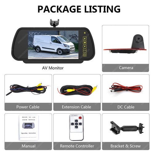 3rd Brake Light Rear View Backup Camera for Ford Transit Custom Van +7'' Monitor - Picture 11 of 24