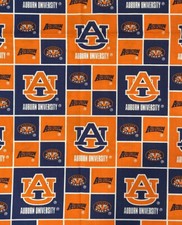 Auburn University Tigers Block Cotton Fabric - 18  x 21  FQ
