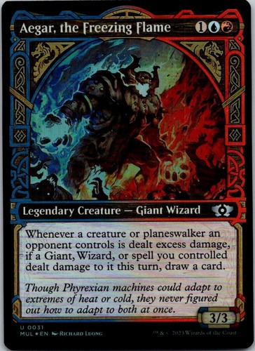 Magic the Gathering Foil Aegar, Freezing Flame Showcase Multiverse Legends MTG