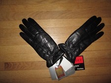 Vtg Women's FOWNES Black Leather Thinsulate Lined Wintertec Gloves Size 8 NWT