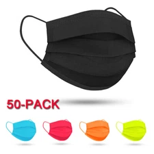 50/100 PCS Protective Disposable Bright Colored Face Mask Cover US Stock