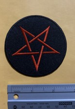 PENTAGRAM RED BLACK CIRCLE  EMBROIDERED PATCH IRON-OR SEW