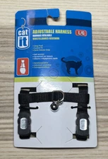 Catit Nylon Adjustable Cat Harness, Large, Black NWT