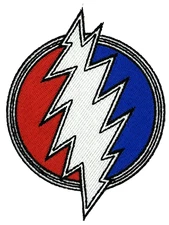 Grateful Dead R.W.B. Lightning Bolt Embroidered Iron on Patch Applique