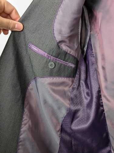 F&F mens formal suit jacket size 42Lgrey pinstripe long sleeve button up - Picture 5 of 10
