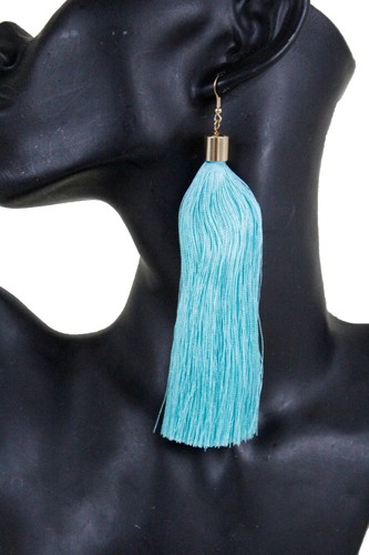 Mujeres Moda Brillante Turquesa Borla Flecos Juego de Pendientes eBay