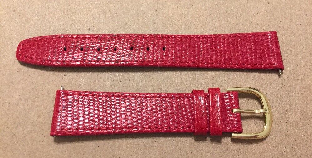 MARCCO Red Lizard Grain Leather Watchband, 18mm, 8”