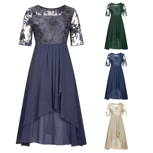 Women's Fashionstea Length Embroidery Lace Chiffon Casual Dresses for Women - Bild 14 von 31